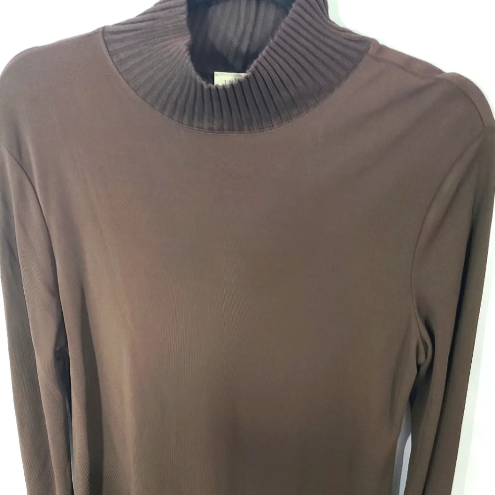 J. Jill Women's Size‎ MP Petite Brown Dress Long Sleeve Mock Neck Office Party